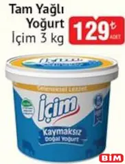 İÇİM TAM YAĞLI YOĞURT 3 KG
